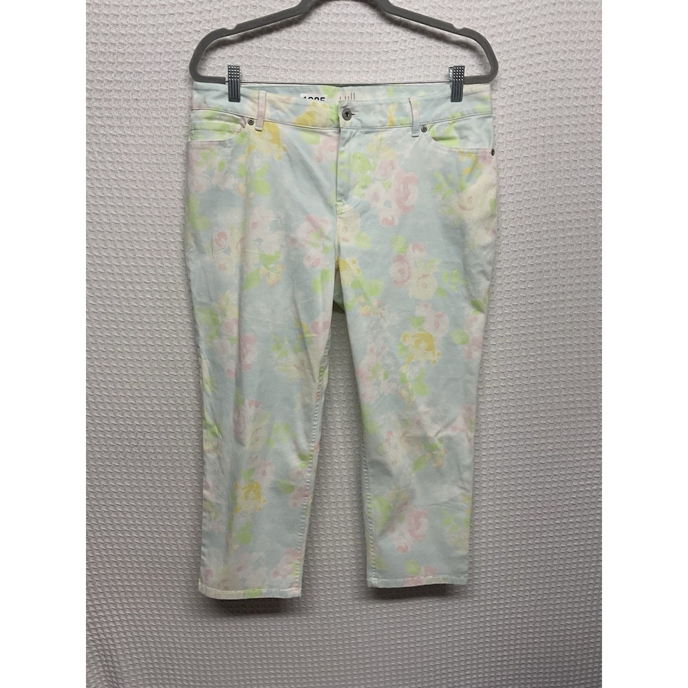 J. Jill Authentic Fit CROP Stretch PASTEL Floral Jeans Women's Petite Size 12